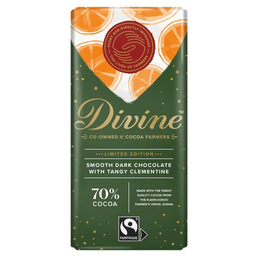 Divine 70% Dark Chocolate with Clementine 90g PÅSKE | NÅ PÅ TILBUD 50%