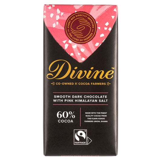 Divine 60% Mørk Sjokolade med Rosa Himalayasalt, 90g