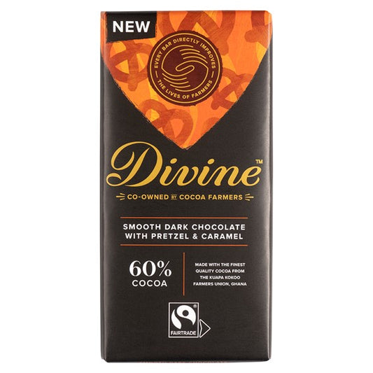 Divine Dark Chocolate with Salt Pretzels & Caramel, 90g NYHET!