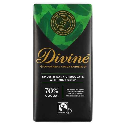 Divine 70% Dark Chocolate with Mint, 90g