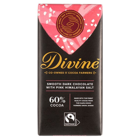 Divine 60% Dark Chocolate with Pink Himalayan Salt, 90g